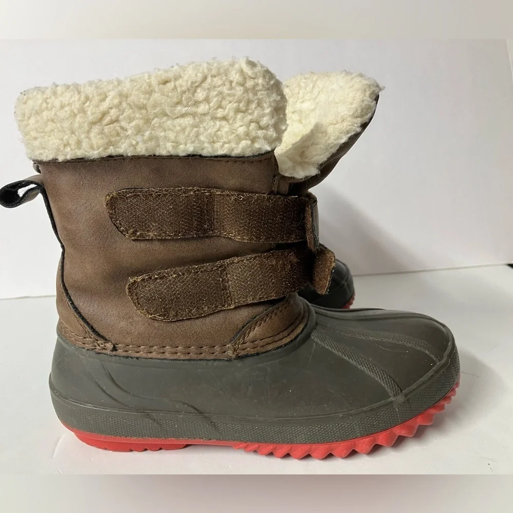 Cat & Jack Kid’s Winter/Cold Weather Insulated Boots, Size 11, Brown/Green